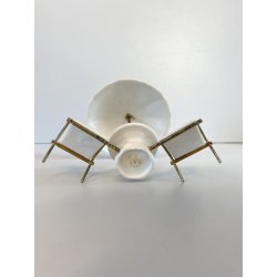 SET SPIAGGIA BAMBOLE MINIATURA CERAMICA METALLO SDRAIO OMBRELLONE DOLLHOUSE '50