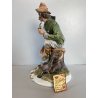 SCULTURA PORCELLANA Biscuit CAPODIMONTE "Cacciatore con fagiano" TOSCA 32,5 cm/h