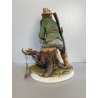 SCULTURA PORCELLANA Biscuit CAPODIMONTE "Cacciatore con fagiano" TOSCA 32,5 cm/h
