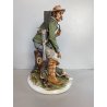 SCULTURA PORCELLANA Biscuit CAPODIMONTE "Cacciatore con fagiano" TOSCA 32,5 cm/h
