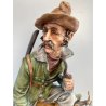 SCULTURA PORCELLANA Biscuit CAPODIMONTE "Cacciatore con fagiano" TOSCA 32,5 cm/h