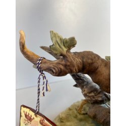 SCULTURA PORCELLANA Biscuit CAPODIMONTE "Cacciatore con fagiano" TOSCA 32,5 cm/h