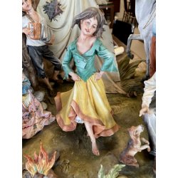 GRUPPO SCULTOREO PORCELLANA CAPODIMONTE Tosca "Accampamento Gitano" H33cm