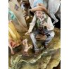 GRUPPO SCULTOREO PORCELLANA CAPODIMONTE Tosca "Accampamento Gitano" H33cm
