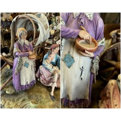 GRUPPO SCULTOREO PORCELLANA CAPODIMONTE Tosca "Accampamento Gitano" H33cm