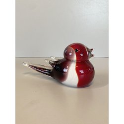 SCULTURA Hutschenreuther GERMANY STATUINA VETRO SOMMERSO UCCELLINO ROSSO OISEAU
