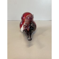 SCULTURA Hutschenreuther GERMANY STATUINA VETRO SOMMERSO UCCELLINO ROSSO OISEAU