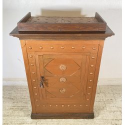ANTICA CASSAFORTE FORZIERE BUGNATA FERRO BATTUTO BORCHIATO 1800 LEGNO SECRETAIRE