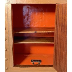 ANTICA CASSAFORTE FORZIERE BUGNATA FERRO BATTUTO BORCHIATO 1800 LEGNO SECRETAIRE