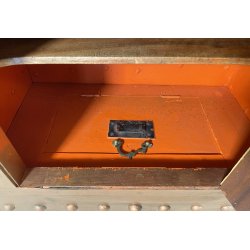 ANTICA CASSAFORTE FORZIERE BUGNATA FERRO BATTUTO BORCHIATO 1800 LEGNO SECRETAIRE