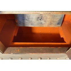 ANTICA CASSAFORTE FORZIERE BUGNATA FERRO BATTUTO BORCHIATO 1800 LEGNO SECRETAIRE