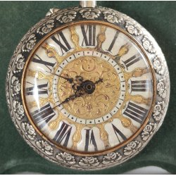 ANTICO OROLOGIO TASCA ARGENTATO epoca 800 DECORO LIBERTY Movimento tipo Roskopf