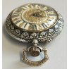 ANTICO OROLOGIO TASCA ARGENTATO epoca 800 DECORO LIBERTY Movimento tipo Roskopf