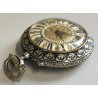 ANTICO OROLOGIO TASCA ARGENTATO epoca 800 DECORO LIBERTY Movimento tipo Roskopf