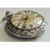 ANTICO OROLOGIO TASCA ARGENTATO epoca 800 DECORO LIBERTY Movimento tipo Roskopf