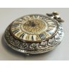 ANTICO OROLOGIO TASCA ARGENTATO epoca 800 DECORO LIBERTY Movimento tipo Roskopf