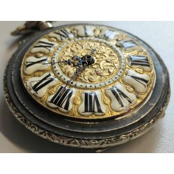 ANTICO OROLOGIO TASCA ARGENTATO epoca 800 DECORO LIBERTY Movimento tipo Roskopf