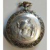 ANTICO OROLOGIO TASCA ARGENTATO epoca 800 DECORO LIBERTY Movimento tipo Roskopf