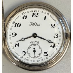 OROLOGIO TASCA FULL HUNTER Perseo Ferrovie ANNI 70 catena Railroad POCKET WATCH