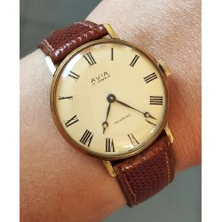 OROLOGIO POLSO DORATO Avia INCABLOC anni 60 cal. P320 PESEUX Vintage Wrist Watch