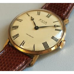 OROLOGIO POLSO DORATO Avia INCABLOC anni 60 cal. P320 PESEUX Vintage Wrist Watch