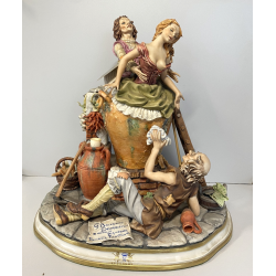 GRANDE GRUPPO SCULTOREO Boccaccio Decameron PORCELLANA CAPODIMONTE Michele H38cm