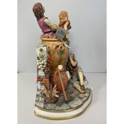 GRANDE GRUPPO SCULTOREO Boccaccio Decameron PORCELLANA CAPODIMONTE Michele H38cm
