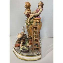GRANDE GRUPPO SCULTOREO Boccaccio Decameron PORCELLANA CAPODIMONTE Michele H38cm