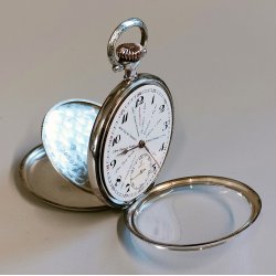 ANTICO OROLOGIO TASCA Omega Worldtime ARGENTO 800 cal 40.6L anni 30 POCKET WATCH