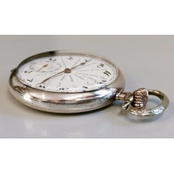 ANTICO OROLOGIO TASCA Omega Worldtime ARGENTO 800 cal 40.6L anni 30 POCKET WATCH