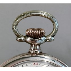 ANTICO OROLOGIO TASCA Omega Worldtime ARGENTO 800 cal 40.6L anni 30 POCKET WATCH
