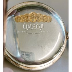 ANTICO OROLOGIO TASCA Omega Worldtime ARGENTO 800 cal 40.6L anni 30 POCKET WATCH
