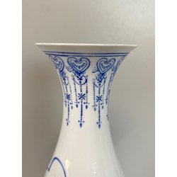 VASO SOLIFLORE PORCELLANA CINESE GUSCIO D'UOVO MOTIVO FIORI UCCELLI H 24,5cm '50
