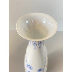 VASO SOLIFLORE PORCELLANA CINESE GUSCIO D'UOVO MOTIVO FIORI UCCELLI H 24,5cm '50