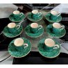 servizio CAFFE CERAMICA ESTE C.E. disegno MALACHITE VERDE 8 tazzine+8 piattini
