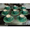 servizio CAFFE CERAMICA ESTE C.E. disegno MALACHITE VERDE 8 tazzine+8 piattini