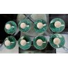 servizio CAFFE CERAMICA ESTE C.E. disegno MALACHITE VERDE 8 tazzine+8 piattini