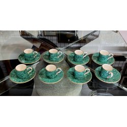 servizio CAFFE CERAMICA ESTE C.E. disegno MALACHITE VERDE 8 tazzine+8 piattini