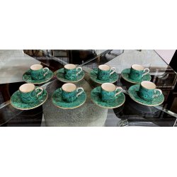 servizio CAFFE CERAMICA ESTE C.E. disegno MALACHITE VERDE 8 tazzine+8 piattini