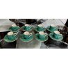 servizio CAFFE CERAMICA ESTE C.E. disegno MALACHITE VERDE 8 tazzine+8 piattini