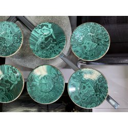 servizio CAFFE CERAMICA ESTE C.E. disegno MALACHITE VERDE 8 tazzine+8 piattini