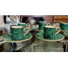 servizio CAFFE CERAMICA ESTE C.E. disegno MALACHITE VERDE 8 tazzine+8 piattini