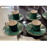 servizio CAFFE CERAMICA ESTE C.E. disegno MALACHITE VERDE 8 tazzine+8 piattini