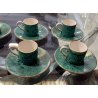 servizio CAFFE CERAMICA ESTE C.E. disegno MALACHITE VERDE 8 tazzine+8 piattini