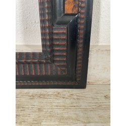 ANTICA CORNICE GUILLOCHE EPOCA 800 LEGNO SCOLPITO EBANIZZATO RADICA NOCE 72X62CM
