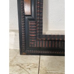 ANTICA CORNICE GUILLOCHE EPOCA 800 LEGNO SCOLPITO EBANIZZATO RADICA NOCE 72X62CM