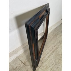 ANTICA CORNICE GUILLOCHE EPOCA 800 LEGNO SCOLPITO EBANIZZATO RADICA NOCE 72X62CM