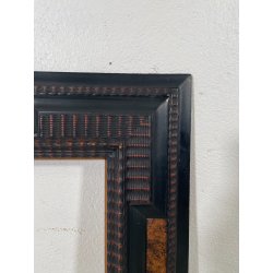 ANTICA CORNICE GUILLOCHE EPOCA 800 LEGNO EBANIZZATO SCOLPITO RADICA NOCE 72X62CM