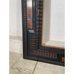 ANTICA CORNICE GUILLOCHE EPOCA 800 LEGNO EBANIZZATO SCOLPITO RADICA NOCE 72X62CM