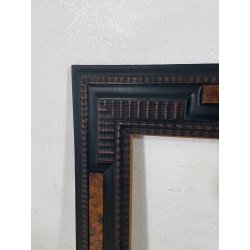 ANTICA CORNICE GUILLOCHE EPOCA 800 LEGNO EBANIZZATO SCOLPITO RADICA NOCE 72X62CM